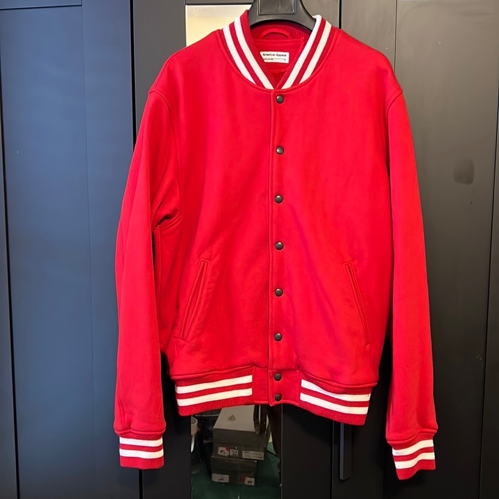 Men’s American Apparel red bomber/Varsity jacket